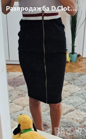 пола висока талия до коляното с цип отпред 