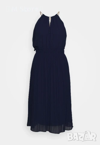 Michael Kors с вградено златисто колие миди рокля - коктейлна / парти рокля - тъмно синя