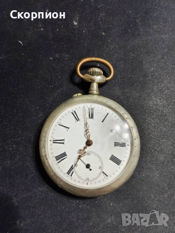 Швейцарски джобен часовник с посребрени капаци 1925г. - 10 РУБИНА, снимка 2 - Джобни - 49866321