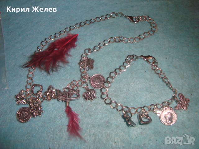КОМПЛЕКТ КОЛИЕ и ГРИВНА МОДНИ БИЖУТА СРЕБРИСТИ с ВИСУЛКИ ПЕРЦА 9288, снимка 8 - Бижутерийни комплекти - 35273896