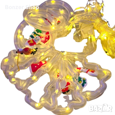 Светещ коледен гирлянд с рингове и малки коледни фигурки, снимка 6 - Декорация за дома - 52696723