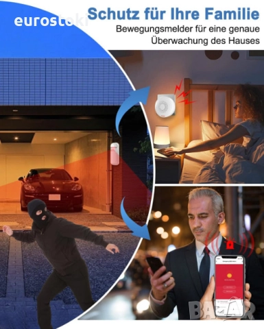 Интелигентна алармена система SanJie, 5 сензора за врати и прозорци, 2 дистанционни управления, 2.4G, снимка 4 - Други - 52566797