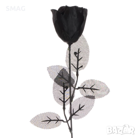 Хелоуин / Halloween декоративно цвете – черна и лилава роза с дълга дръжка_1112210, снимка 2 - Декорация за дома - 52024430