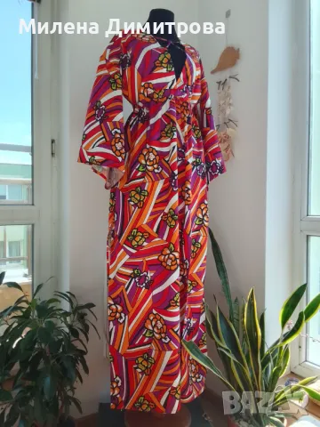 Дълга рокля с кимоно ръкави 