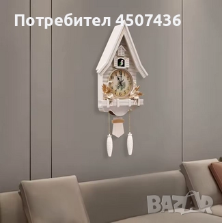 Бял стенен часовник с кукувица,форма на къща,безшумен, регулируема сила на звука, снимка 3 - Стенни часовници - 52116104