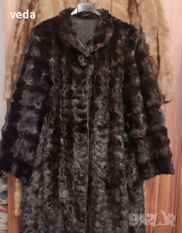 Дълго палто от норка естествен косъм - размер М