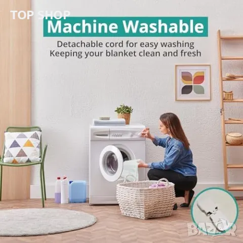 Ново King електрическо одеяло с еластични ленти и 3 топлинни нива, снимка 4 - Възглавници - 49668486