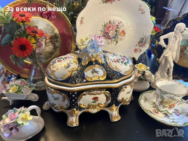 Dresden Porcelain RK Richard Klemm Germany  Circa 1904 Oval Footed Lidded Dresser Jewelry Код P1746, снимка 13 - Декорация за дома - 52980487