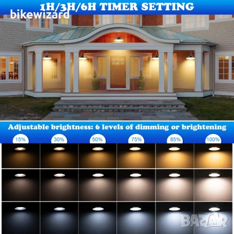 Соларна висяща лампа AGOTD 920LM 3 цветни температури IP65 Водоустойчива – за външна употреба НОВА, снимка 3 - Соларни лампи - 53049302