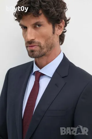 Вълнено сако Hugo Boss в тъмносиньо , снимка 3 - Сака - 50211747