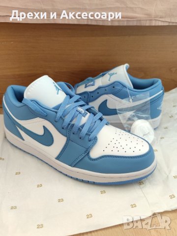 Nike Air Jordan 1 Low Blue unc university blue white обувки Маратонки Кецове номер 43 размер, снимка 2 - Маратонки - 37561071