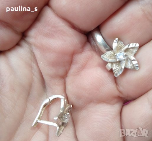 Сребърни обеци с циркони - цветя / проба 925 , снимка 5 - Обеци - 32395883
