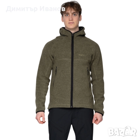 ЧИСТО НОВ! Суитшърт, мъжко вълнено яке с качулка Bergans Vaagaa Merino Terry , снимка 6 - Суичъри - 51886721