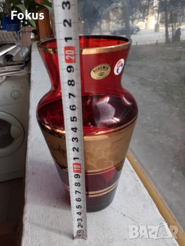 Ваза Бохемия с позлата, снимка 7 - Антикварни и старинни предмети - 53388624