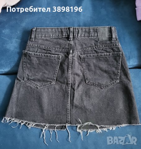 Черна дънкова пола Bershka размер 32 XS, снимка 3 - Поли - 43018999