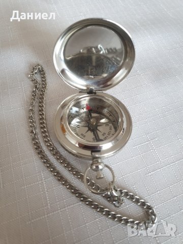 Бронзов компас с никелово покритие в дървена кутия , снимка 5 - Подаръци за жени - 43060728