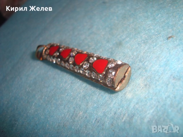 СТАР БРОНЗОВ ПОЗЛАТЕН КРИСТАЛЕН ЕМАЙЛИРАН АРТ-ДЕКО МЕДАЛЬОН 26350, снимка 6 - Колиета, медальони, синджири - 34777452