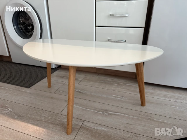 Маса за кафе LEJRE 48x85 бяло/дъб, снимка 1