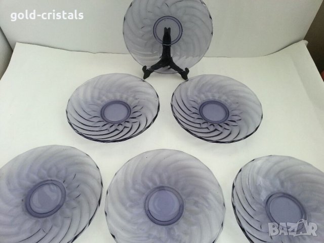 Ретро стъклени чинии цветно лилаво стъкло, снимка 3 - Антикварни и старинни предмети - 32339594