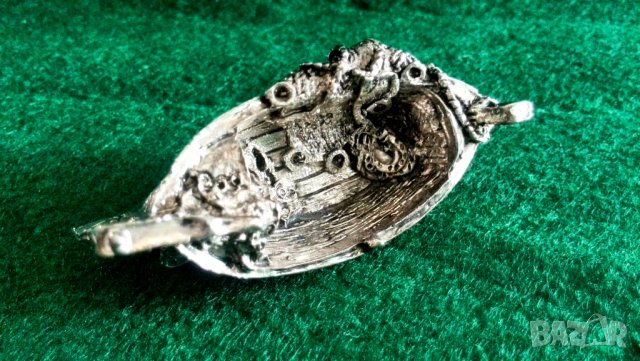 Миниатюрна сребърна рибарска лодка -Подарък за РИБАР, снимка 8 - Други ценни предмети - 37332077