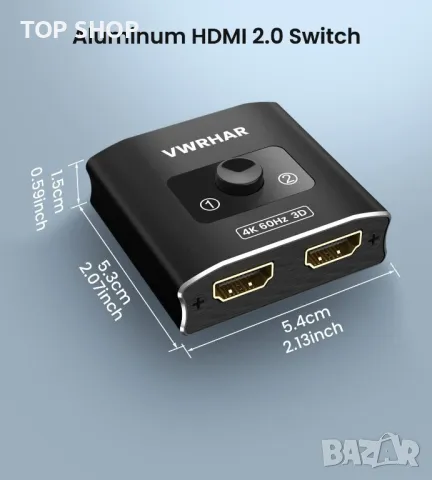HDMI превключвател сплитер 4K@60hz, снимка 7 - Мрежови адаптери - 48547705