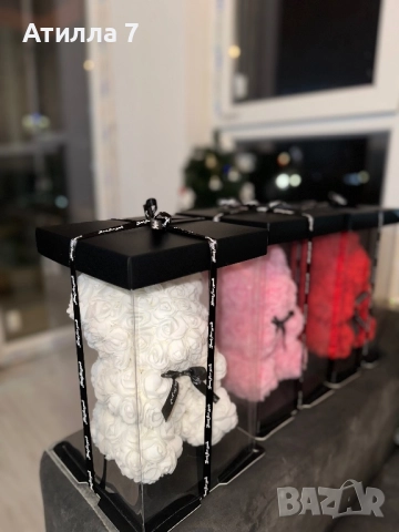 Подаръчно мече с вечни рози и елегантна панделка - идеално за празници, снимка 4 - Подаръци за жени - 52711961