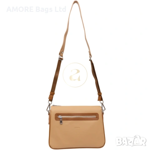 Ежедневна дамска чанта AMORE Ludovica - Pudra & Tan, снимка 3 - Чанти - 53584304