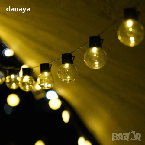 6430 Соларни лампички за градина Соларен гирлянд с 20 LED топки, 5 метра, снимка 7 - Градински мебели, декорация  - 53534901