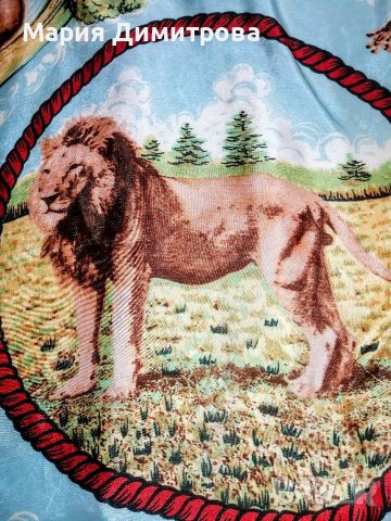 Копринен шал с животни 80/77, снимка 3 - Шалове - 37340063