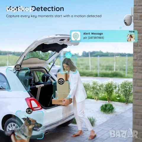 НОВА BOIFUN Соларна безжична охранителна камера за външна употреба - 2K WiFi с батерии..., снимка 6 - Други - 50556167