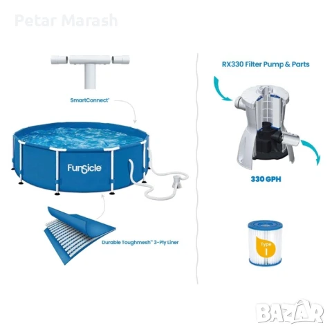 Басейн с метална конструкция Ø305 x 76 см – включена филтърна система, снимка 3 - Басейни и аксесоари - 50960801