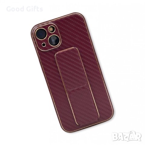 Противоударен кейс със стойка за iPhone 15 Plus, TP-36, Бордо Карбон, снимка 3 - Калъфи, кейсове - 43032147