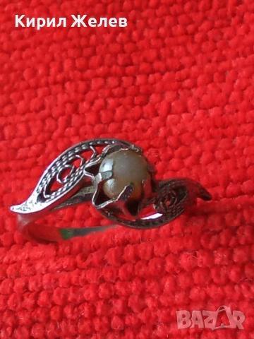 СТАР ФЛОРАЛЕН ФИЛИГРАНЕН ПРЪСТЕН от БЛАГОРОДНА СТОМАНА с ЧЕШКА ПЕРЛА МАЙСТОРСКО РЕТРО АРТ БИЖУ 50132, снимка 9 - Антикварни и старинни предмети - 50417351