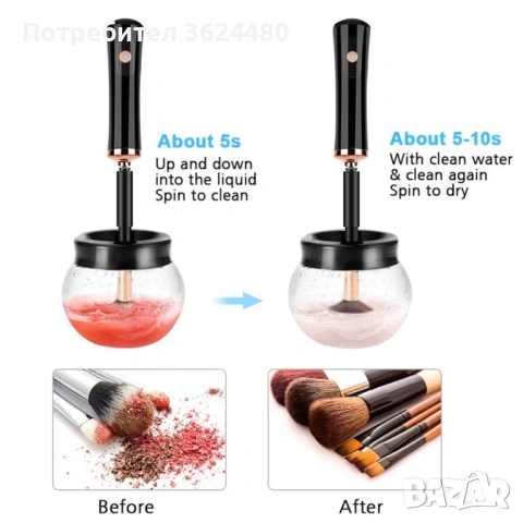 Автоматичен уред за миене на четки с USB 4804, снимка 10 - Друга електроника - 53237581