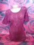 Цикламена блуза туника с къс ръкав Плетиво М, снимка 1