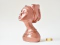 Декоративна бронзова кашпа / Подарък за жена / Кашпа с форма на глава на африканска жена, снимка 8