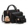 Дамска черна чанта от Еко кожа - Елегантен комплект чанти от 4 части