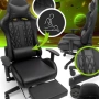 Геймърски стол с прибираща се подложка за крака и функция за масаж - черен, снимка 7
