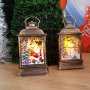 1187 Мини коледен фенер с Дядо Коледа и Снежко светеща коледна украса