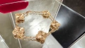 Van Cleef & Arpels VCA Rose Gold Clear 5 Motifs Vintage Alhambra Дамска Гривна, снимка 1