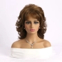 Къса дамска къдрава кафява синтетична перука с бретон, снимка 4