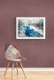  Подарете    Абстрактна Картина Зимна Приказка Снежен Пейзаж  с течаща река и семейство елени, снимка 4