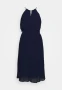 Michael Kors с вградено златисто колие миди рокля - коктейлна / парти рокля - тъмно синя, снимка 1
