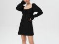 Нова дамска къса рокля с дълги буфан ръкави в черен цвят р-р XS, S, M, снимка 1