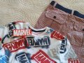 Лот къс панталон / бермуди с колан и тениска MARVEL 134 / 140, снимка 2
