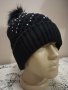 Дамска плетена шапка с подгъв Черна, снимка 1 - Шапки - 44035683
