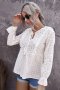 Дамска памучна блуза с дълъг ръкав в бяло, снимка 2