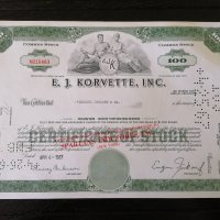 Сертификат за притежание на 100 акции (САЩ) | E. J. Korvette Inc. | 1967г., снимка 1 - Други ценни предмети - 33039922