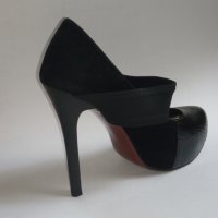 Черни обувки на висок ток 37 номер матови лачени, снимка 4 - Дамски елегантни обувки - 26626630