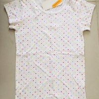 Памучна бяла тениска блуза с къс ръкав пъстри точки за юноша тинейджър 12г до 150см, снимка 1 - Детски тениски и потници - 28628064